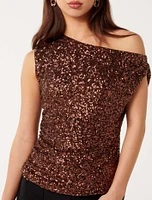 Kaylene Sequin Shoulder Top