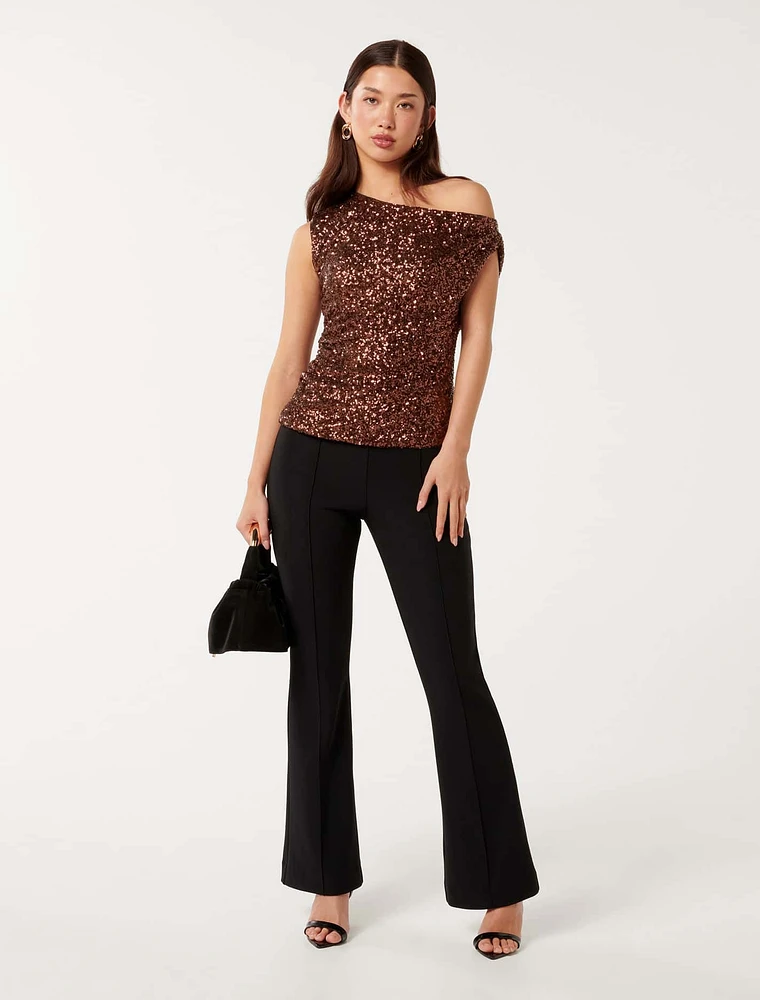 Kaylene Sequin Shoulder Top