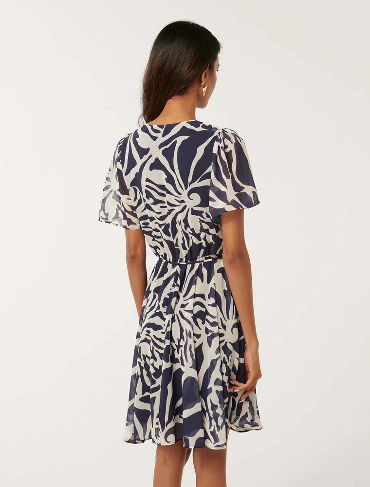Kora Petite Flutter-Sleeve Mini Dress