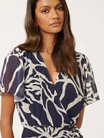 Kora Petite Flutter-Sleeve Mini Dress