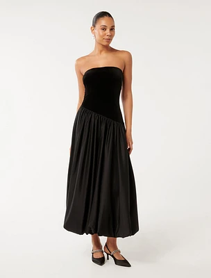 Delilah Bubble-Hem Midi Dress