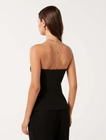 Kendra Button-Front Strapless Top