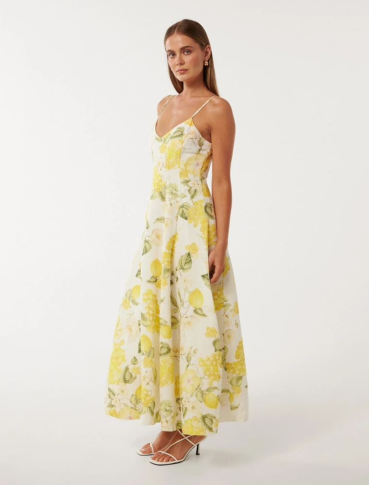 Chiara Printed Panel Midi Dress