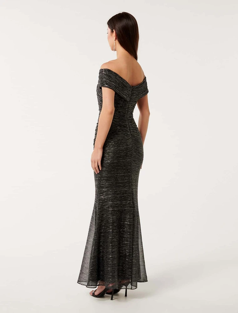 Wilma Off-Shoulder Plisse Maxi Dress