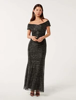 Wilma Off-Shoulder Plisse Maxi Dress