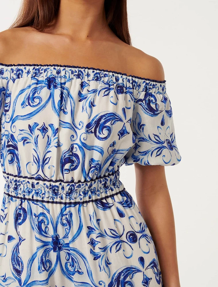 Ravenna Off-Shoulder Tiered Midi Dress