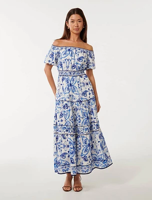 Ravenna Off-Shoulder Tiered Midi Dress