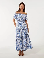 Ravenna Off-Shoulder Tiered Midi Dress