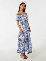 Ravenna Off-Shoulder Tiered Midi Dress