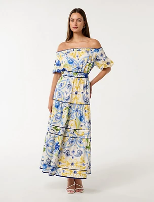 Ravenna Off Shoulder Tiered Midi