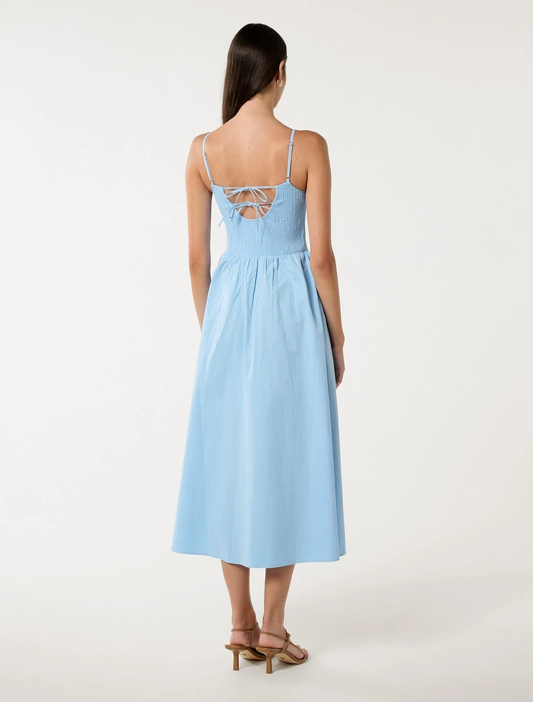 Dylan Shirred Cotton Midi