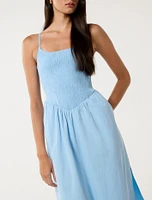 Dylan Shirred Cotton Midi