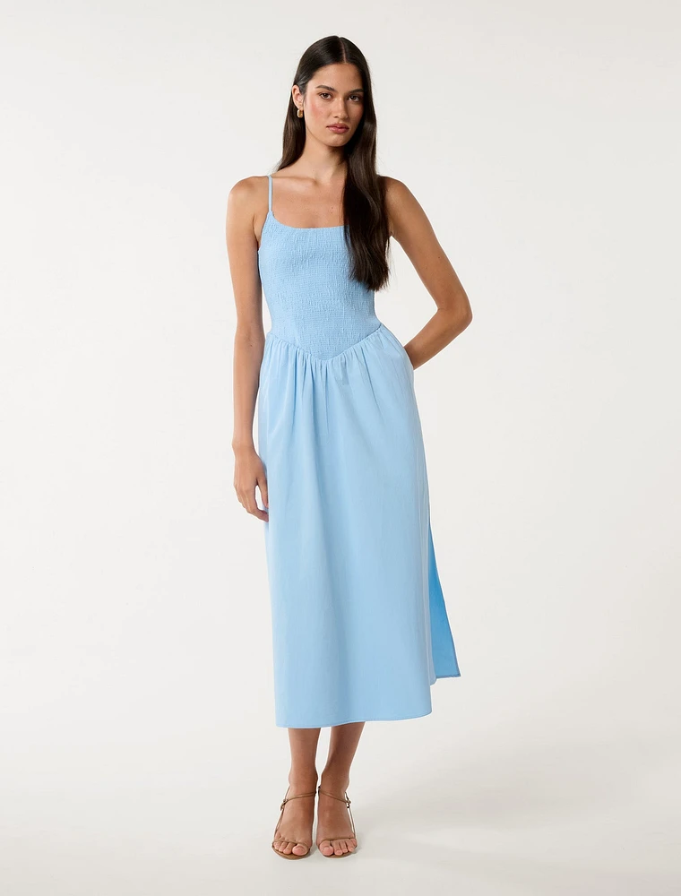 Dylan Shirred Cotton Midi