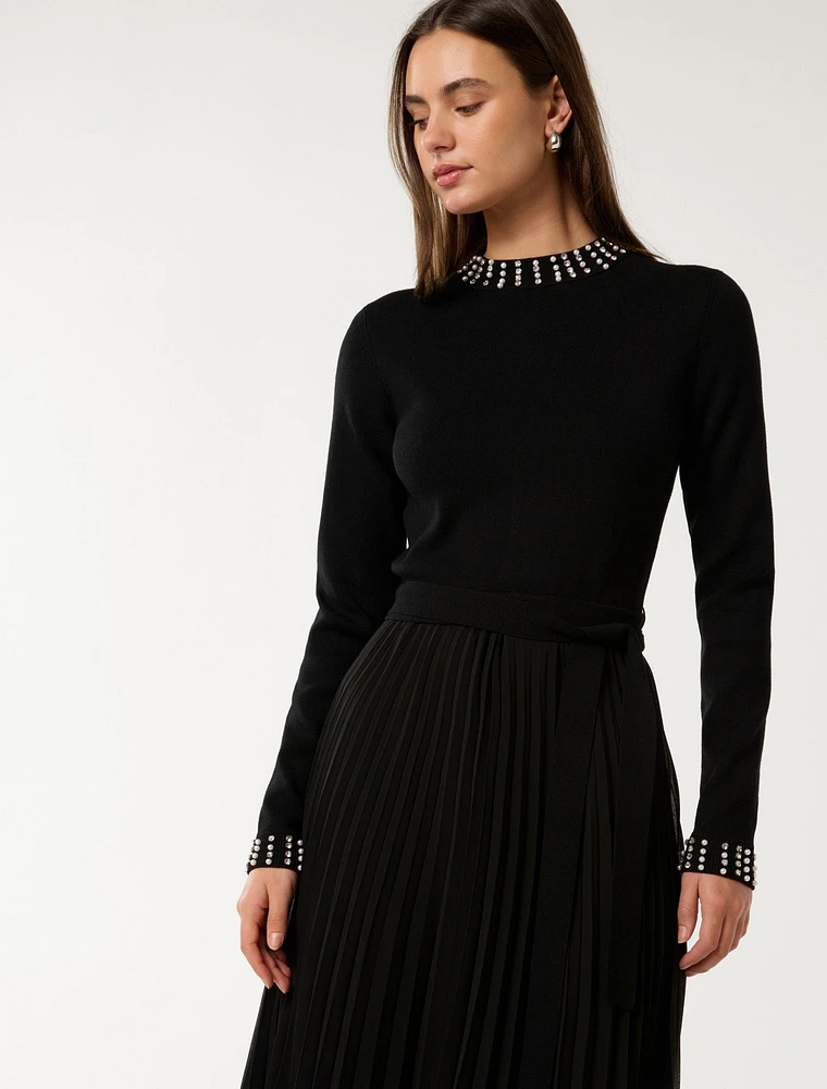 Giana Embellished Pleat Dress