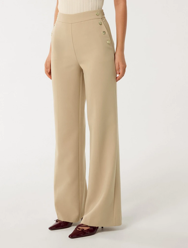 Kehlani Button Wide Leg Pant