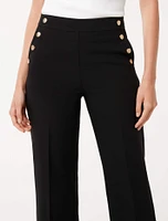 Kehlani Button-Detail Wide Leg Pants