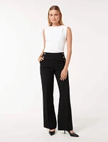 Kehlani Button-Detail Wide Leg Pants