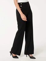 Kehlani Button-Detail Wide Leg Pants