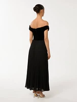 Rebecca Petite Off-Shoulder Velvet Gown