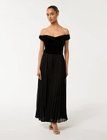 Rebecca Petite Off-Shoulder Velvet Gown