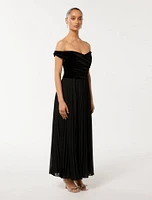 Rebecca Petite Off-Shoulder Velvet Gown