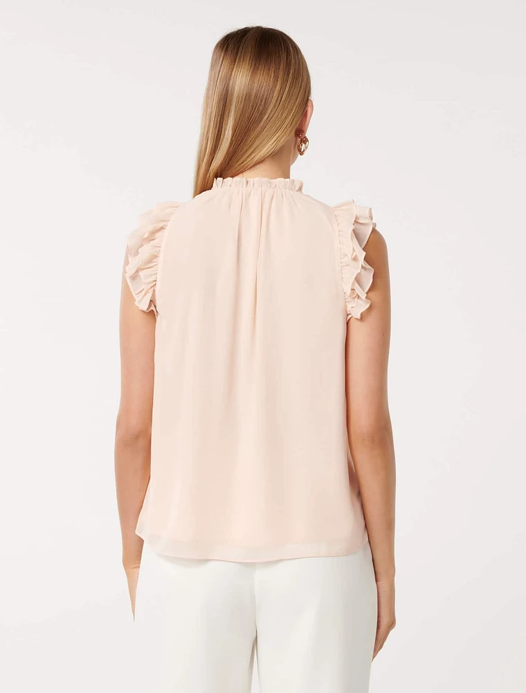 Abigail Ruffle-Shoulder Blouse