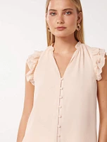 Abigail Ruffle-Shoulder Blouse