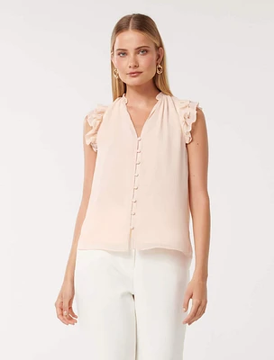 Abigail Ruffle-Shoulder Blouse