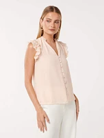 Abigail Ruffle-Shoulder Blouse