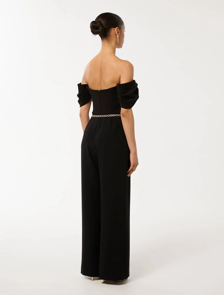 Lea Petite Off-Shoulder Jumpsuit