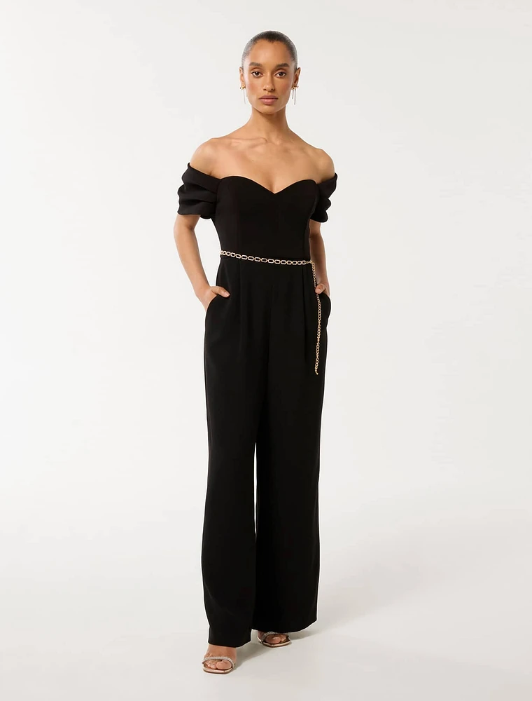 Lea Petite Off-Shoulder Jumpsuit