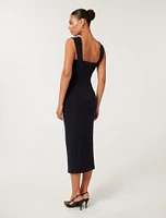 Reina Ruched Bodycon Midi Dress