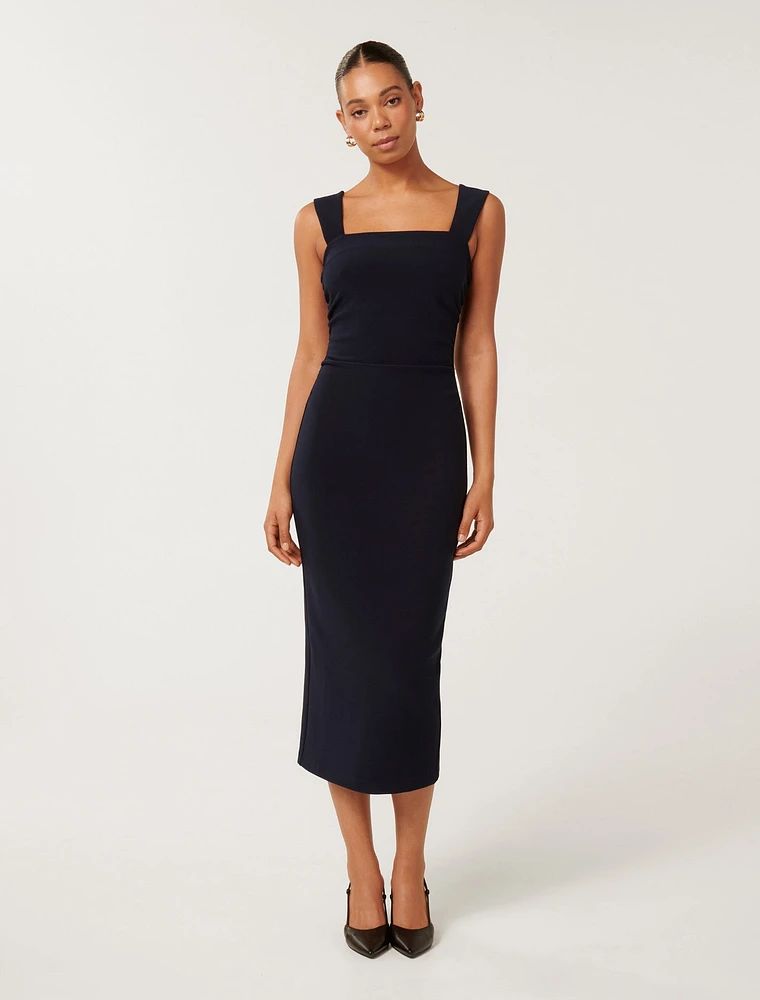 Reina Ruched Bodycon Midi Dress