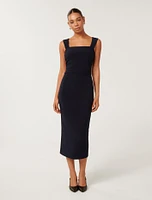 Reina Ruched Bodycon Midi Dress