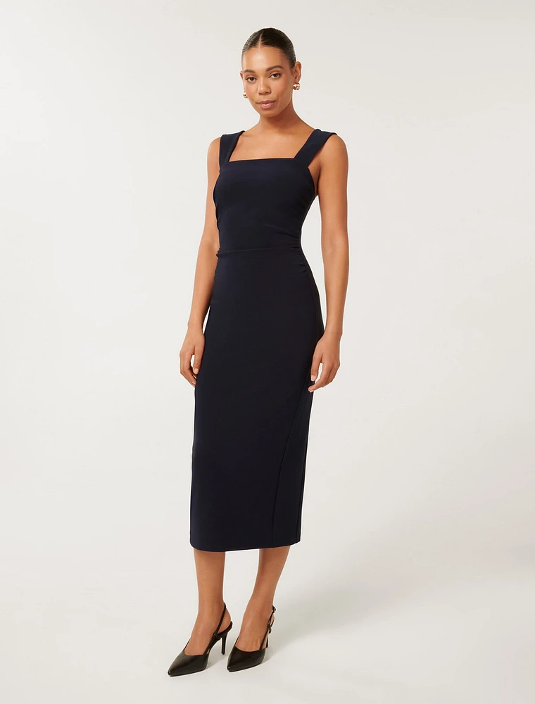 Reina Ruched Bodycon Midi Dress