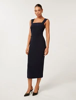 Reina Ruched Bodycon Midi Dress