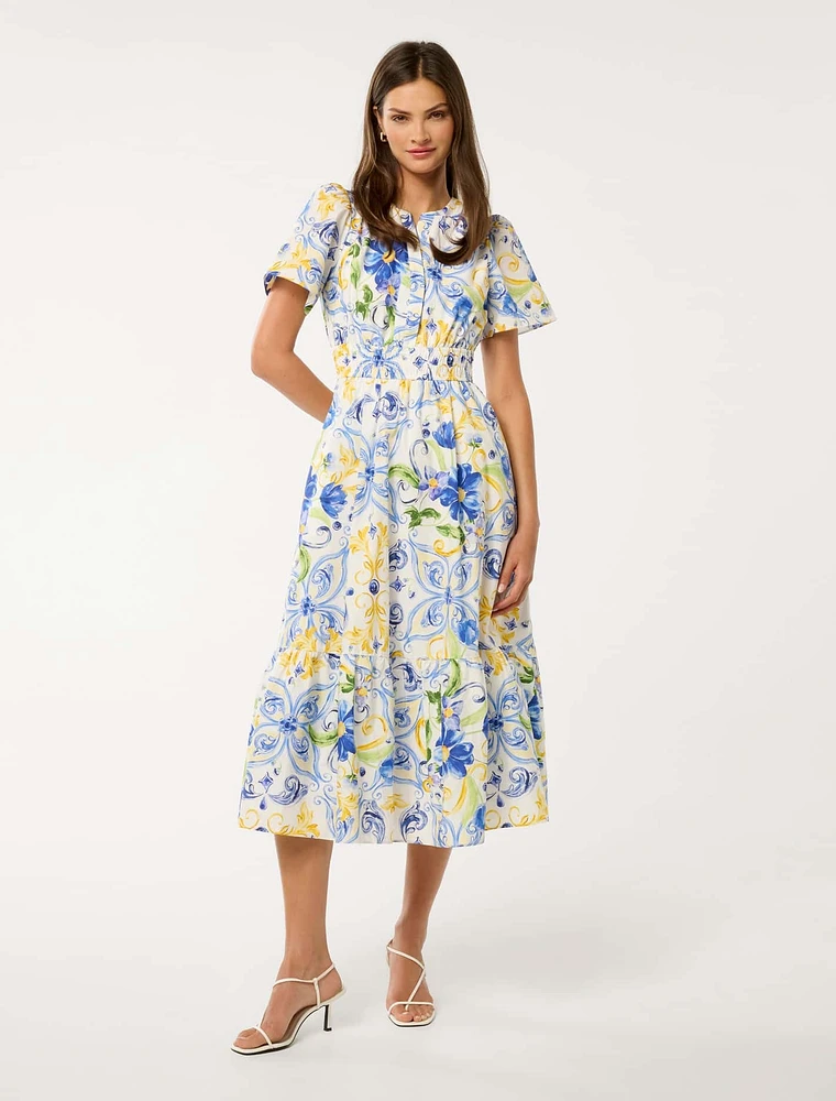 Eleanor Short Sleeve Cotton Midi