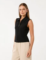 Vienna Zip Detail Collar Top