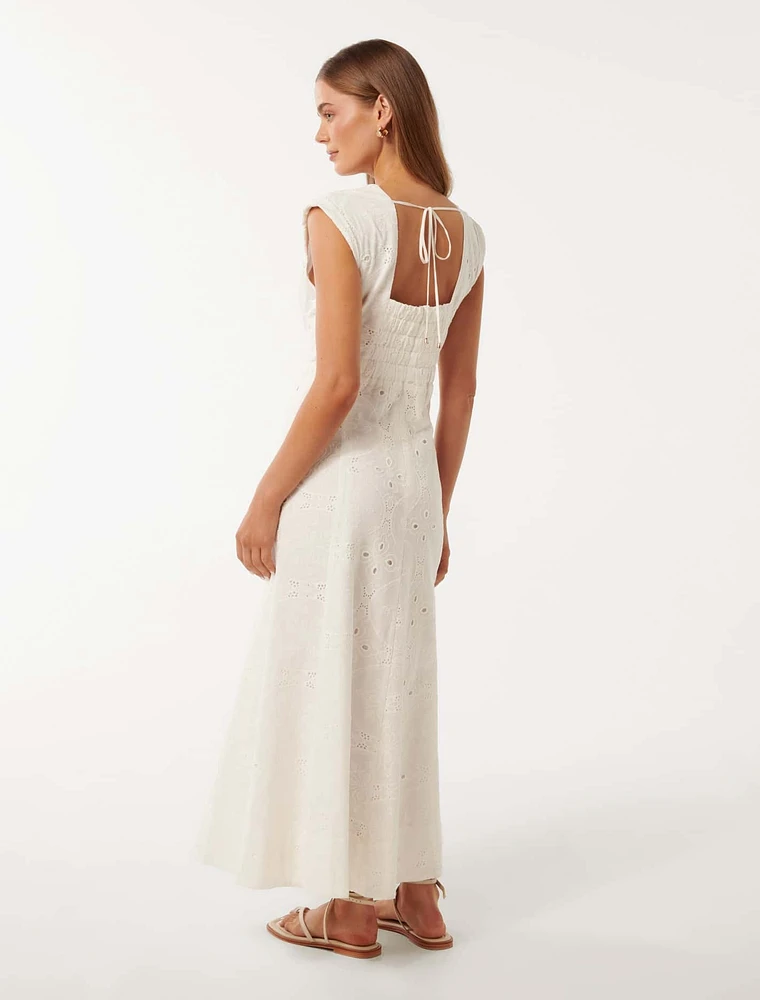 Levi Broderie Twist Front Midi