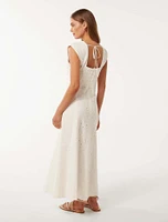 Levi Broderie Twist Front Midi