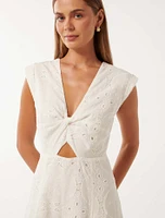 Levi Broderie Twist Front Midi