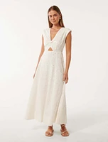 Levi Broderie Twist Front Midi