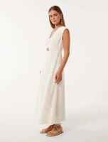 Levi Broderie Twist Front Midi