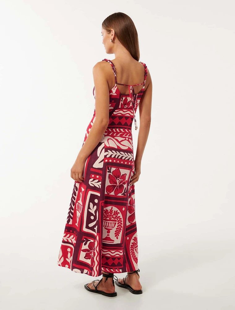 Simona Square-Neck Linen Midi Dress