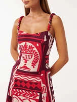 Simona Square-Neck Linen Midi Dress
