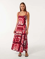 Simona Square-Neck Linen Midi Dress
