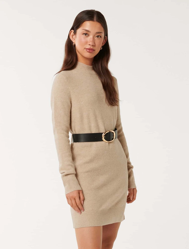 Annie Belted Knit Mini Dress