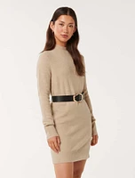 Annie Belted Knit Mini Dress