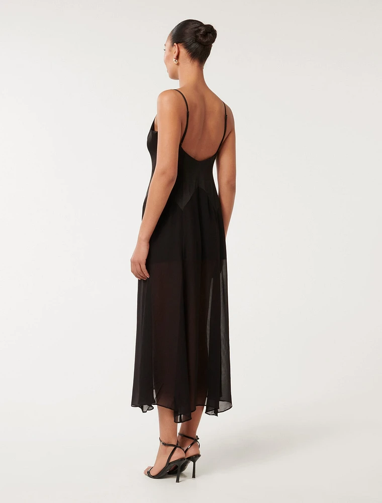 Scarlett Sheer-Skirt Maxi Dress