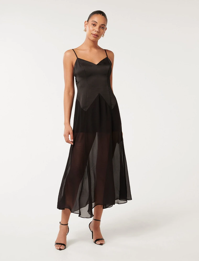 Scarlett Sheer-Skirt Maxi Dress